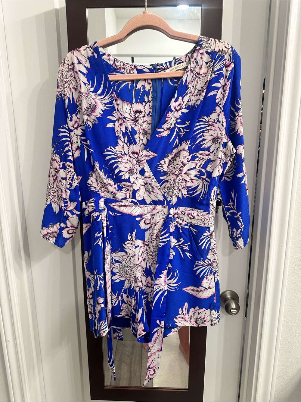 Yumi Kim Royal Blue Floral Tie-Waist Dress